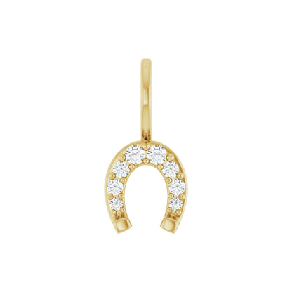 Natural Diamond Accented Horseshoe Charm/Pendant