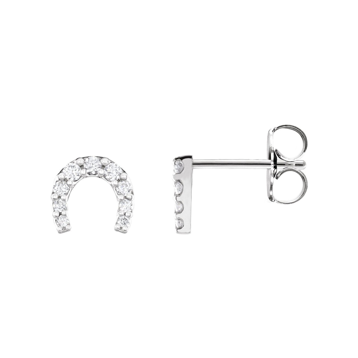 Natural Diamond Horseshoe Earrings