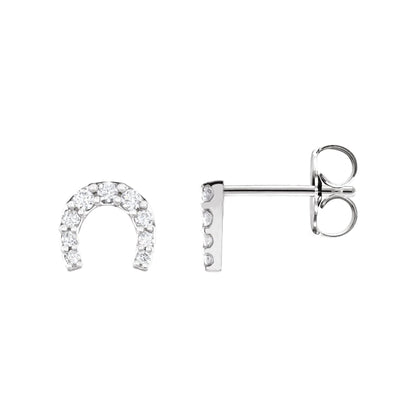 Natural Diamond Horseshoe Earrings