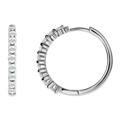 Natural Diamond Cabochon Hinged Hoop Earrings
