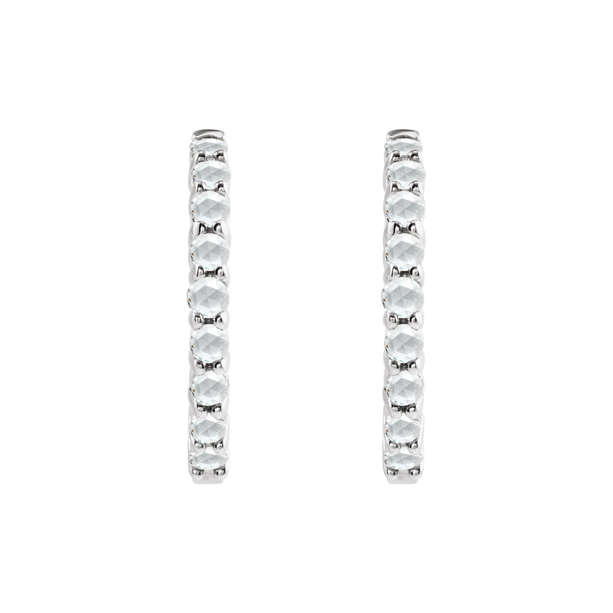 Natural Diamond Cabochon Hinged Hoop Earrings