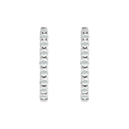 Natural Diamond Cabochon Hinged Hoop Earrings