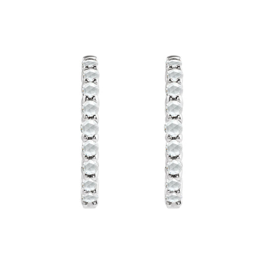 Natural Diamond Cabochon Hinged Hoop Earrings