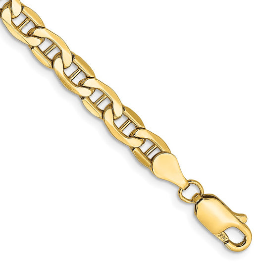 10K 4.75mm Semi-Solid Anchor Chain Bracelet