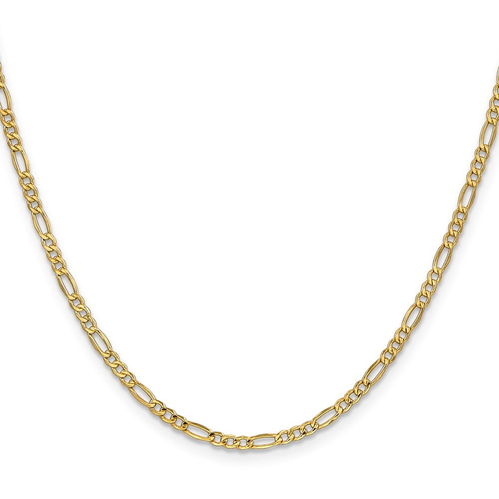 10K 2.5mm Semi-Solid Figaro Chain