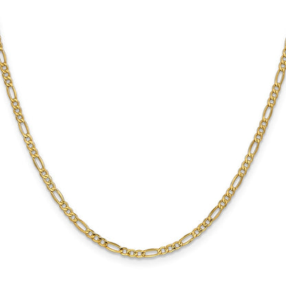 10K 2.5mm Semi-Solid Figaro Chain