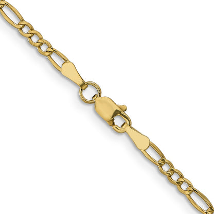 10K 2.5mm Semi-Solid Figaro Chain