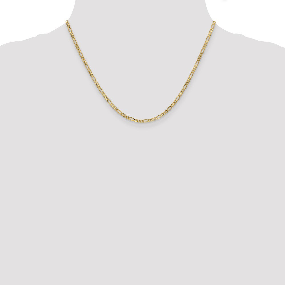 10K 2.5mm Semi-Solid Figaro Chain