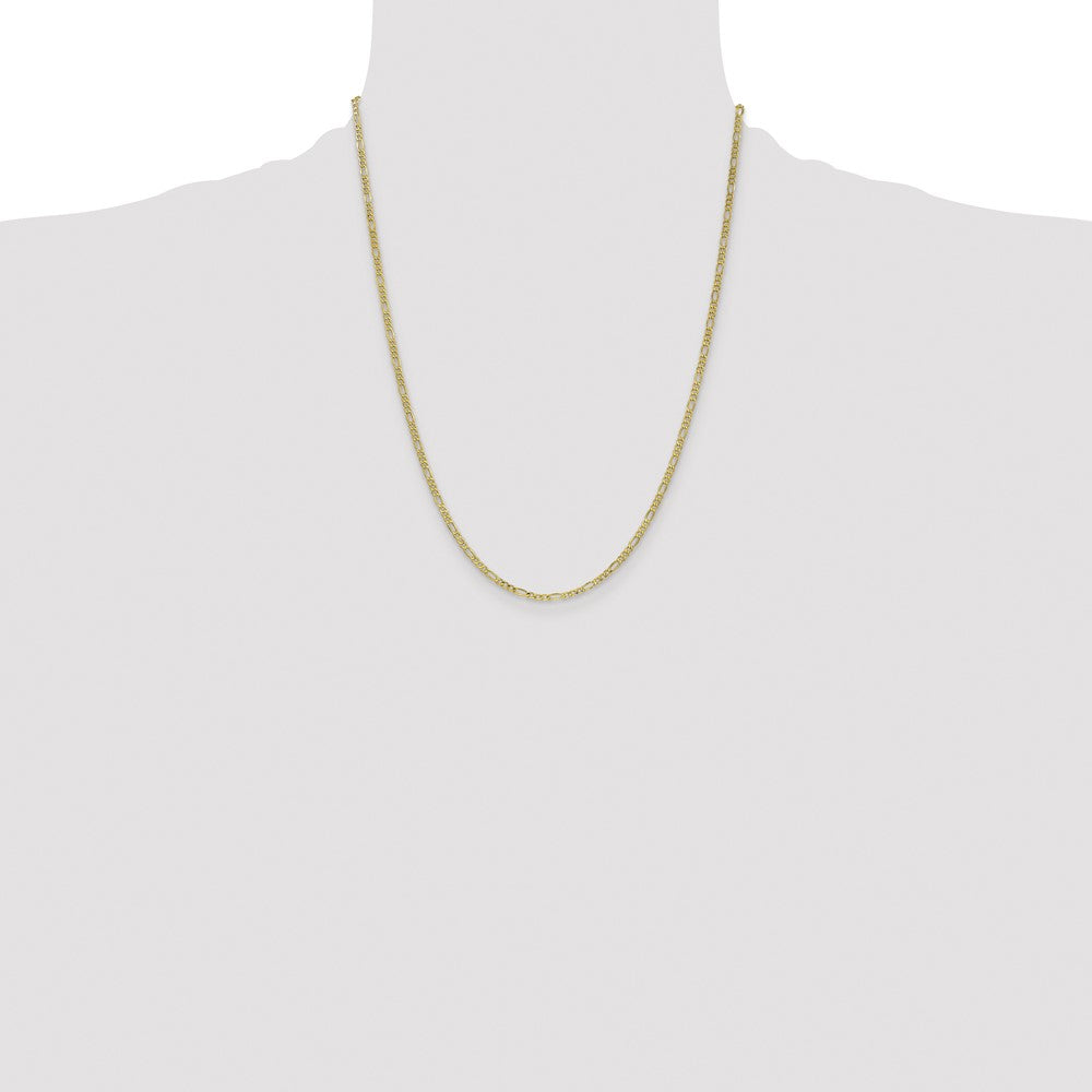10K 2.5mm Semi-Solid Figaro Chain