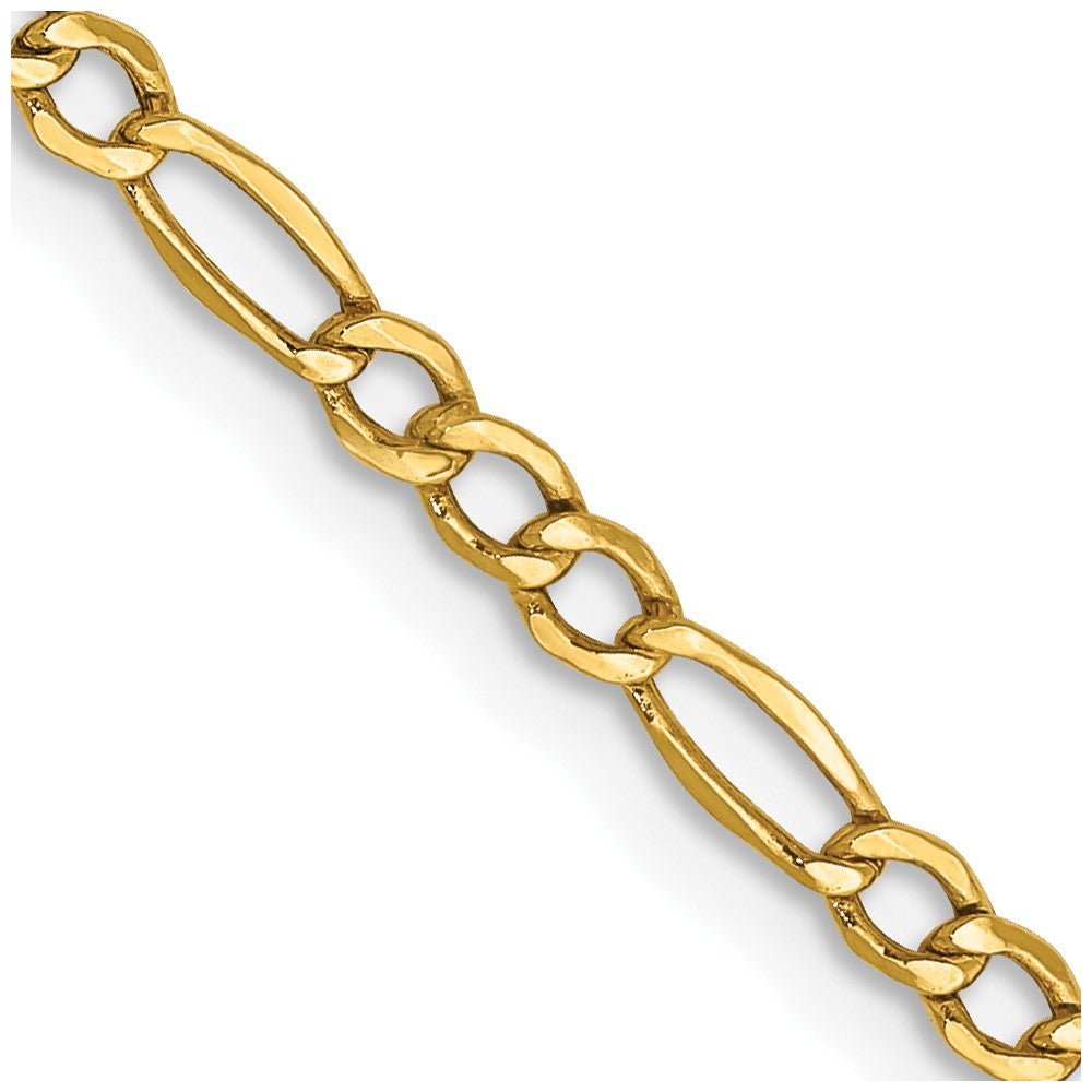 10K 2.5mm Semi-Solid Figaro Chain