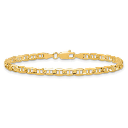 10K 3.75mm Concave Anchor Chain Bracelet