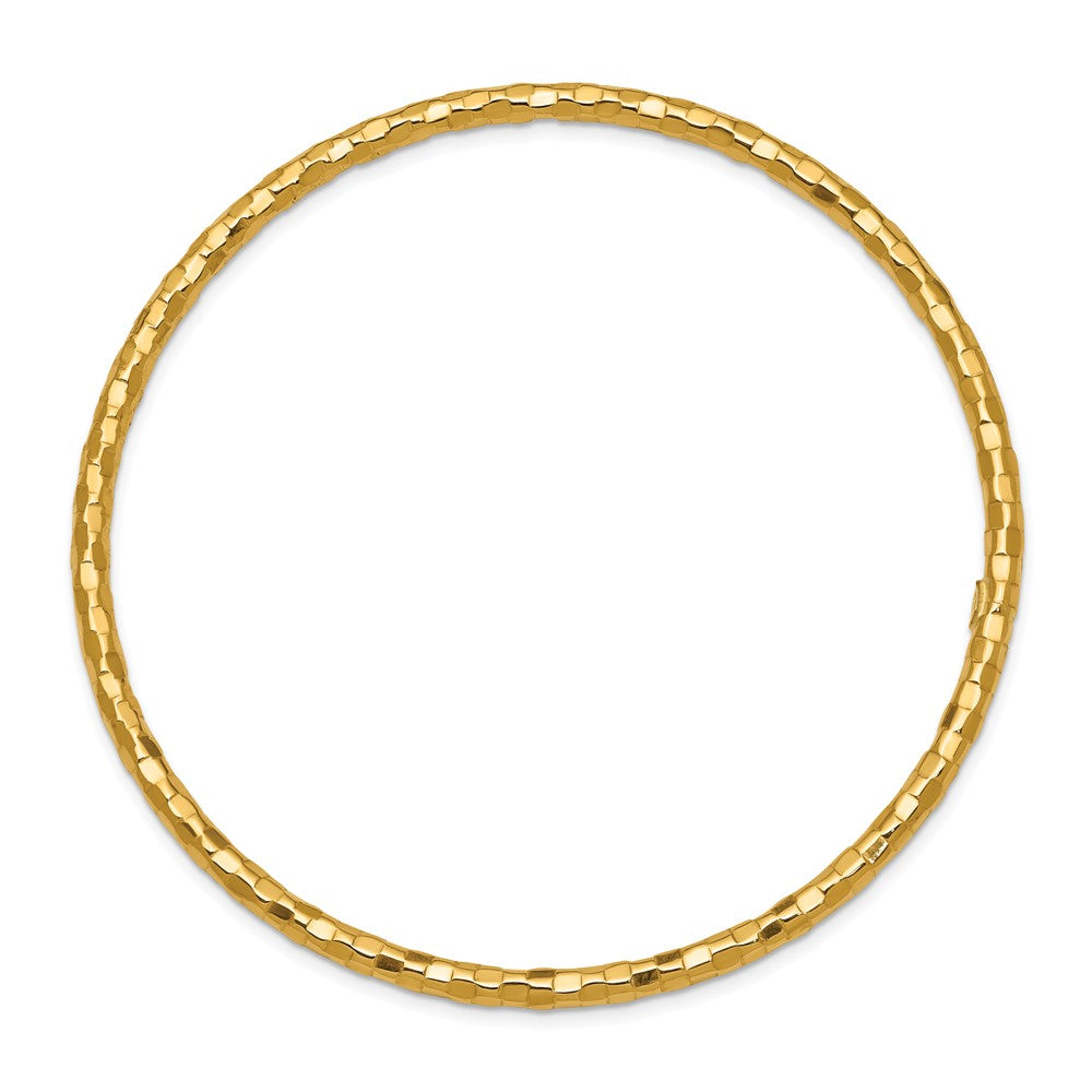10K Polished Textured Slip-on Bangle Bracelet