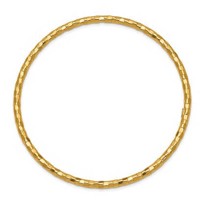 10K Polished Textured Slip-on Bangle Bracelet
