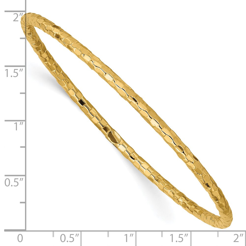 10K Polished Textured Slip-on Bangle Bracelet