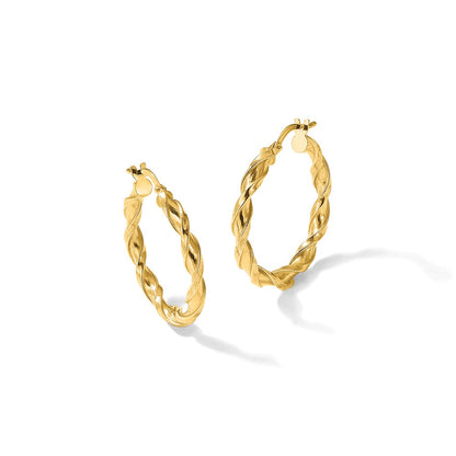10K Polished Twisted Hoop Earrings