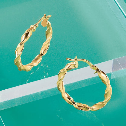 10K Polished Twisted Hoop Earrings