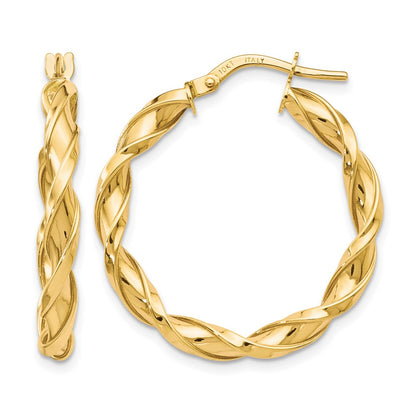 10K Polished Twisted Hoop Earrings