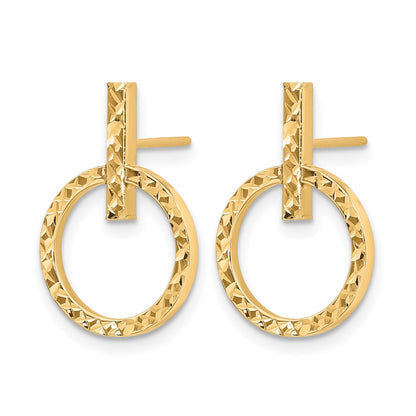 10K Polished Diamond-cut Post Dangle Earrings