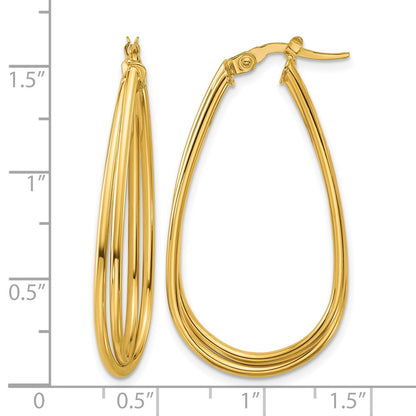 10K Polished Twist Teardrop Hoop Earrings