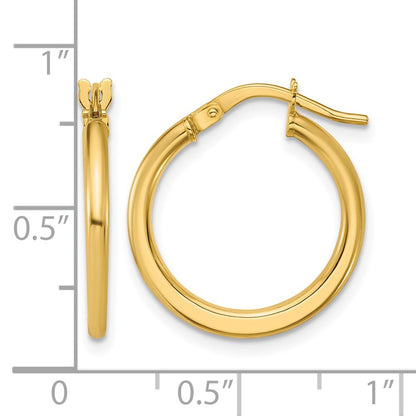 10K Polished Round Hoop Earrings
