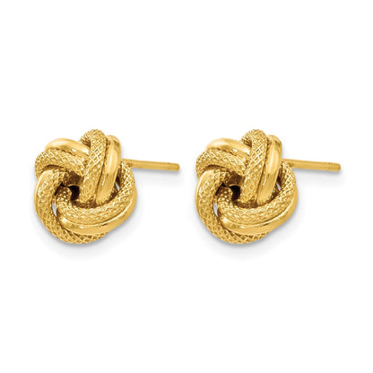 10K Polished Diamond-cut Love Knot Post Earrings