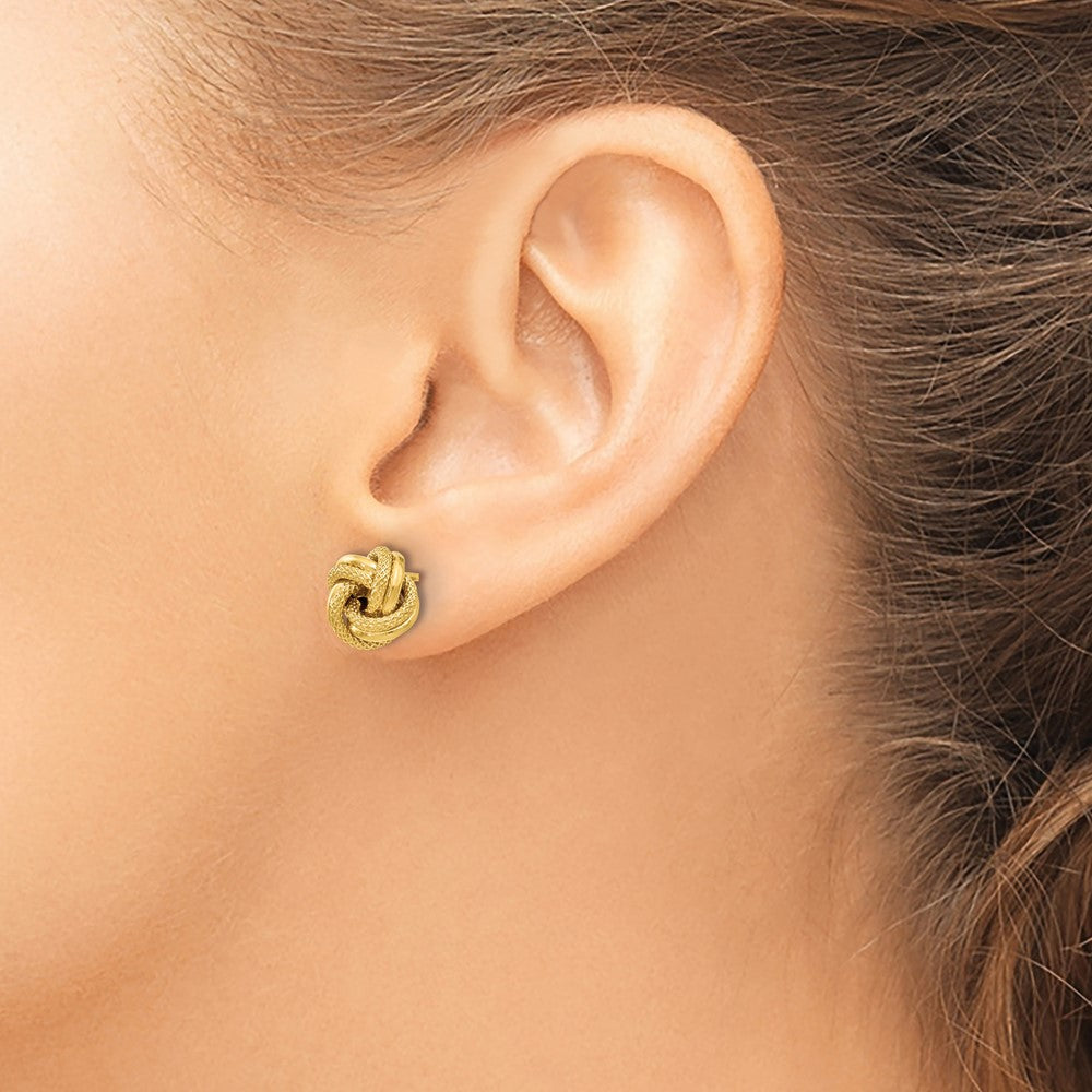 10K Polished Diamond-cut Love Knot Post Earrings