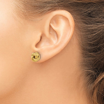 10K Polished Diamond-cut Love Knot Post Earrings
