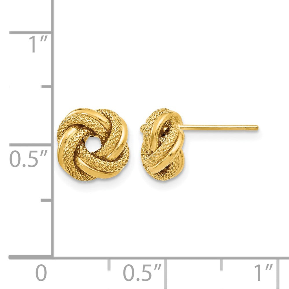 10K Polished Diamond-cut Love Knot Post Earrings