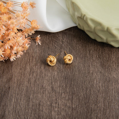 10K Polished Diamond-cut Love Knot Post Earrings