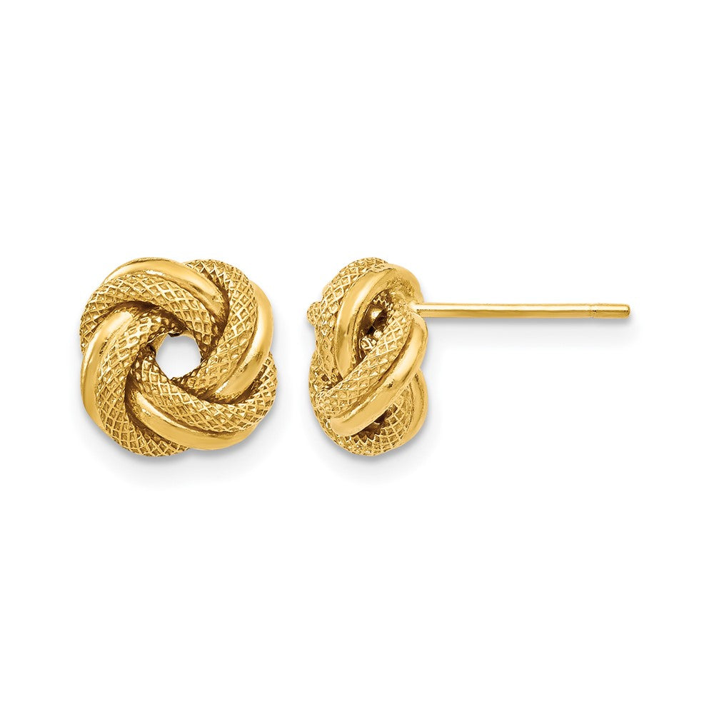 10K Polished Diamond-cut Love Knot Post Earrings