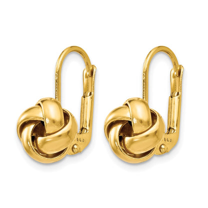 10K Polished Love Knot Leverback Earrings