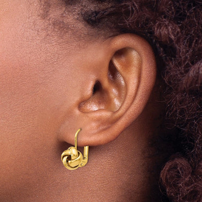 10K Polished Love Knot Leverback Earrings