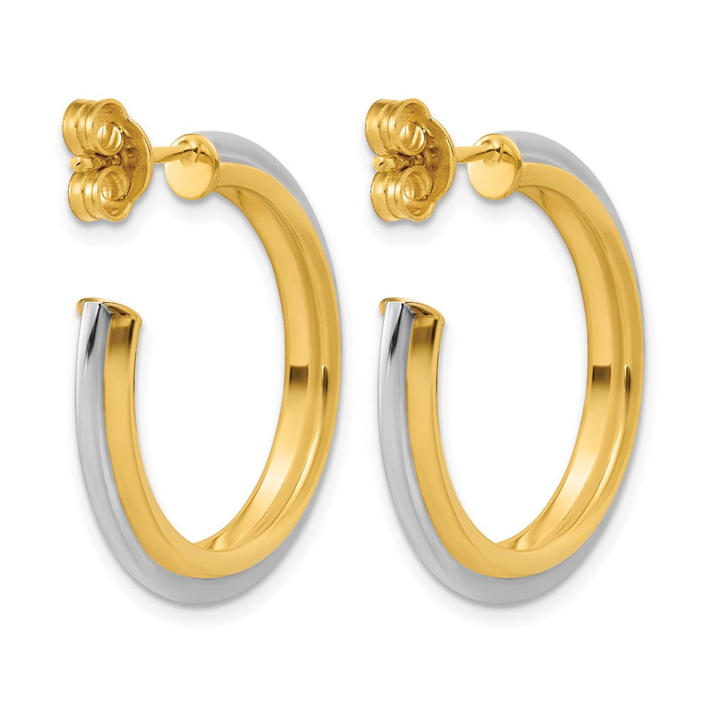 10K Polished and Grooved J-Hoop Post Earrings