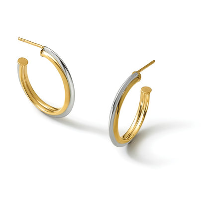 10K Polished and Grooved J-Hoop Post Earrings