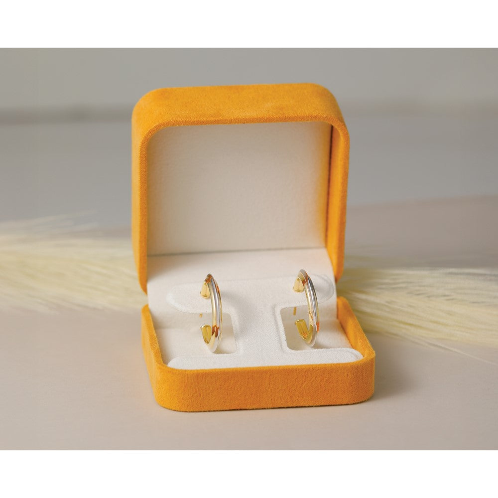 10K Polished and Grooved J-Hoop Post Earrings
