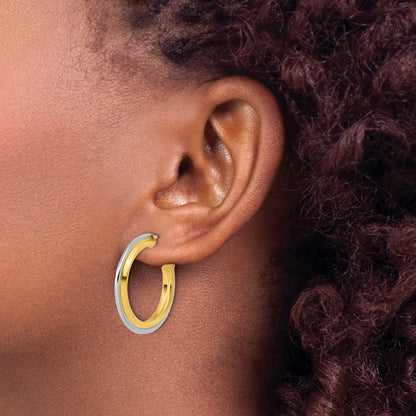 10K Polished and Grooved J-Hoop Post Earrings