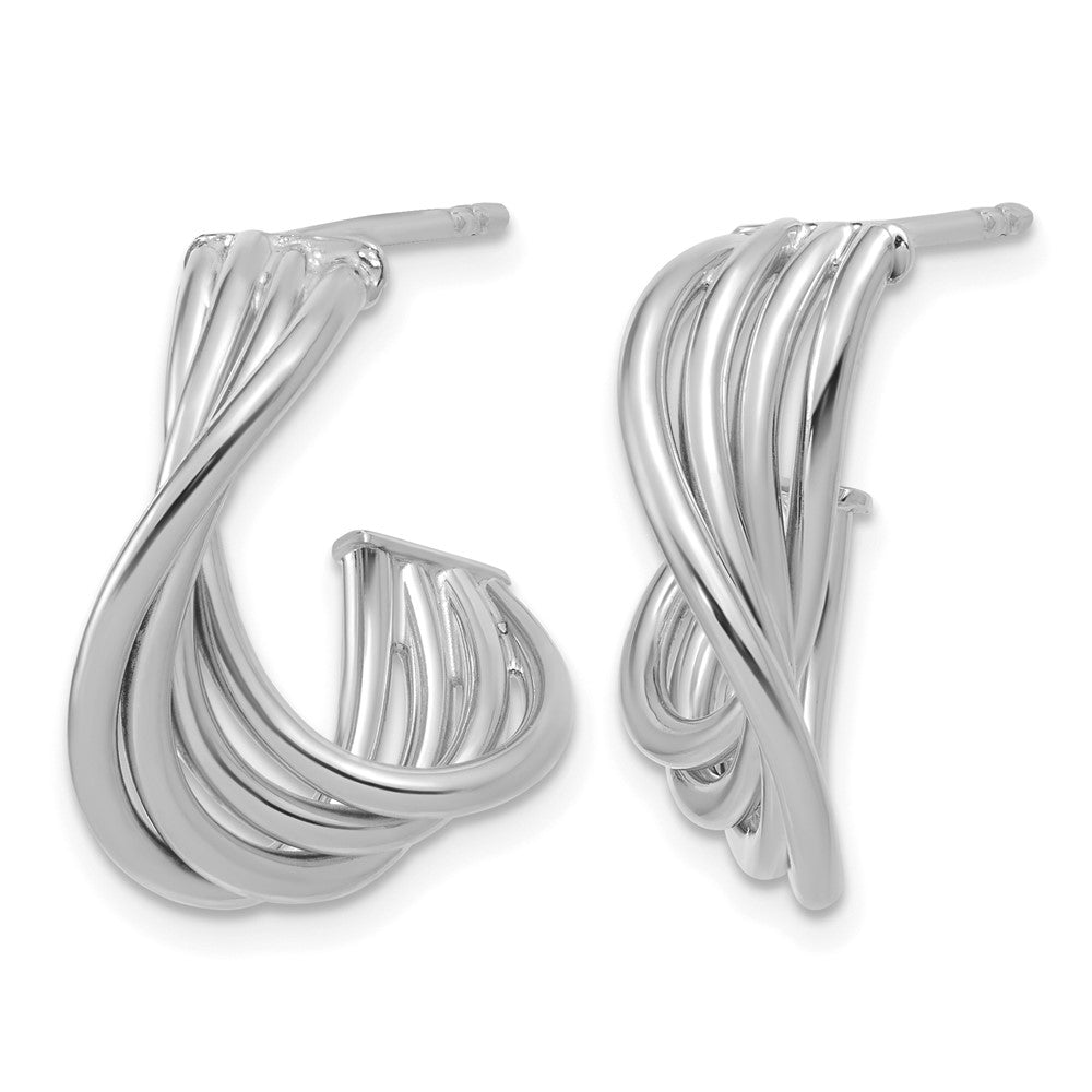 10K Polished 3-Row Twist J-Hoop Post Earrings