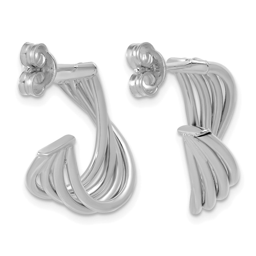 10K Polished 3-Row Twist J-Hoop Post Earrings