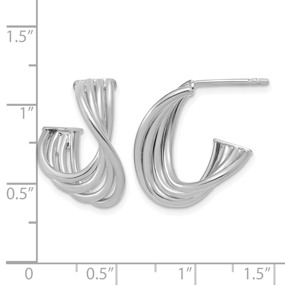10K Polished 3-Row Twist J-Hoop Post Earrings