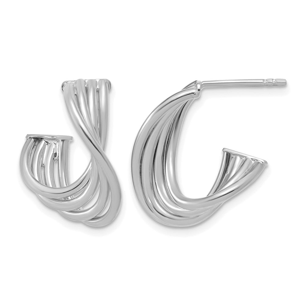 10K Polished 3-Row Twist J-Hoop Post Earrings