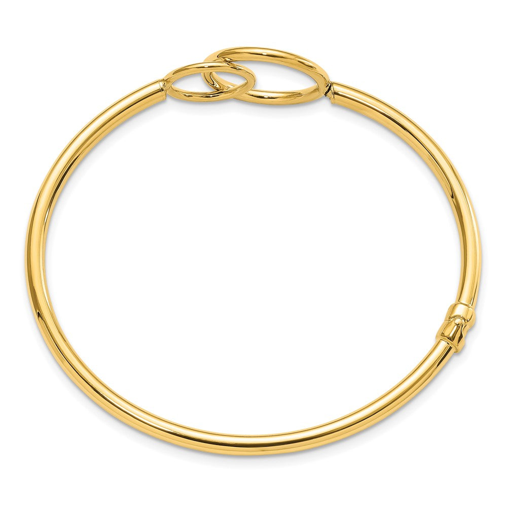 10K Polished Double Circled Hinged Bangle