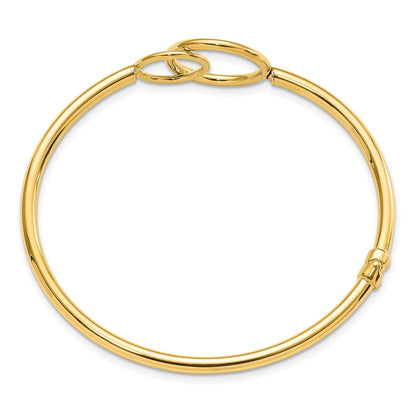 10K Polished Double Circled Hinged Bangle