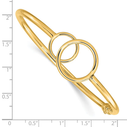 10K Polished Double Circled Hinged Bangle