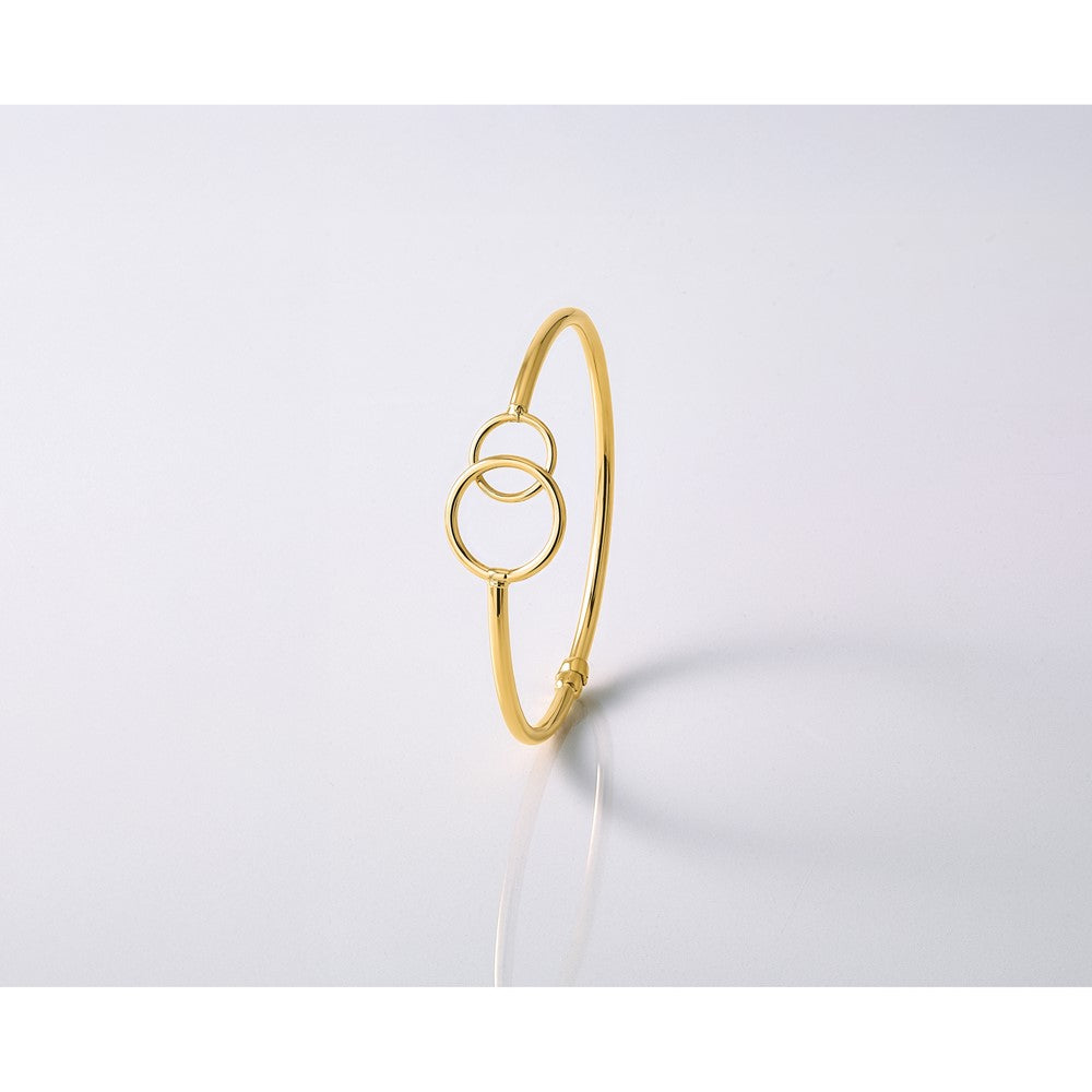 10K Polished Double Circled Hinged Bangle
