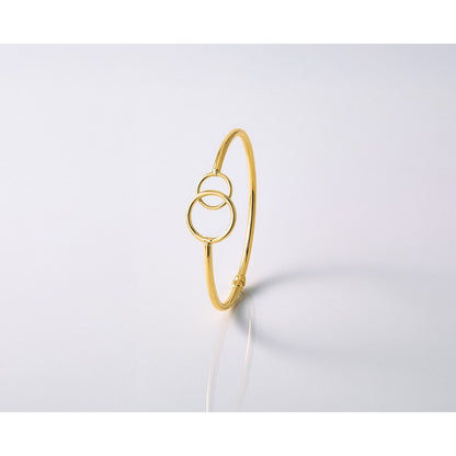 10K Polished Double Circled Hinged Bangle