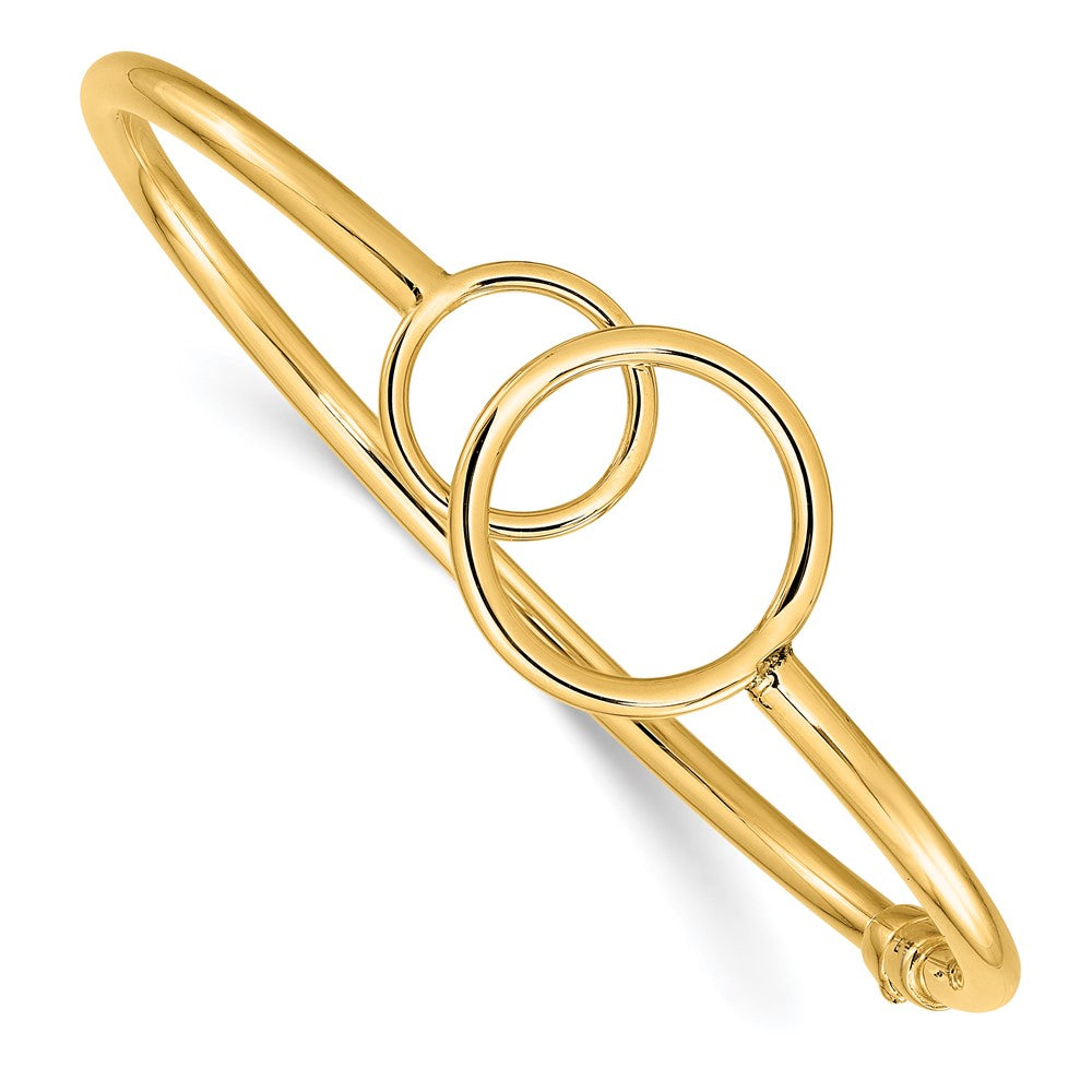 10K Polished Double Circled Hinged Bangle