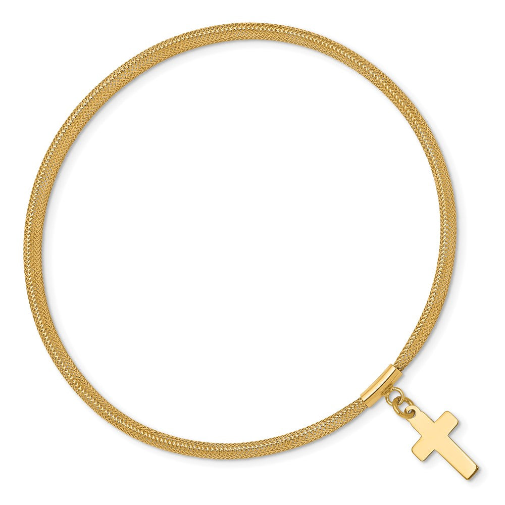 10K Mesh Cross Dangle Stretch Bracelet