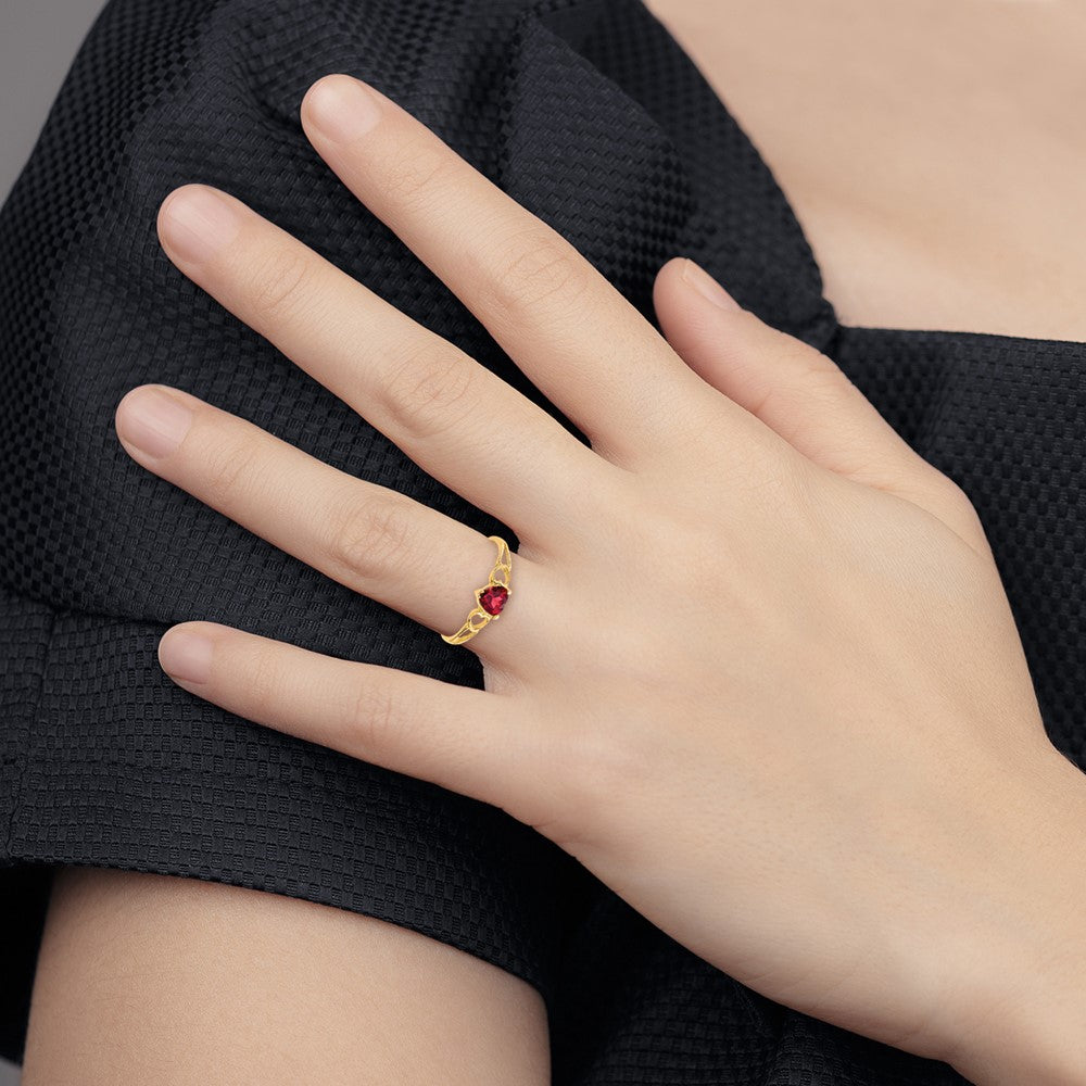 10K Polished Genuine Garnet Birthstone Ring