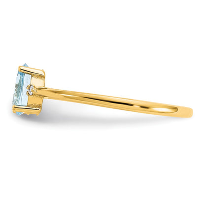 10K Polished Genuine Diamond & Aquamarine Birthstone Ring