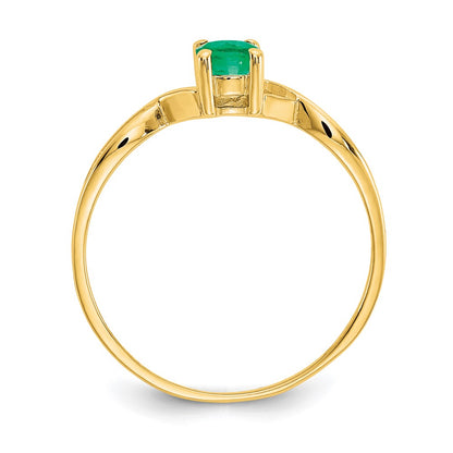 10K Polished Genuine Emerald Birthstone Ring